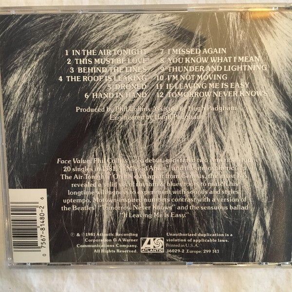 Phil Collins – Face Value CD Mint Condition