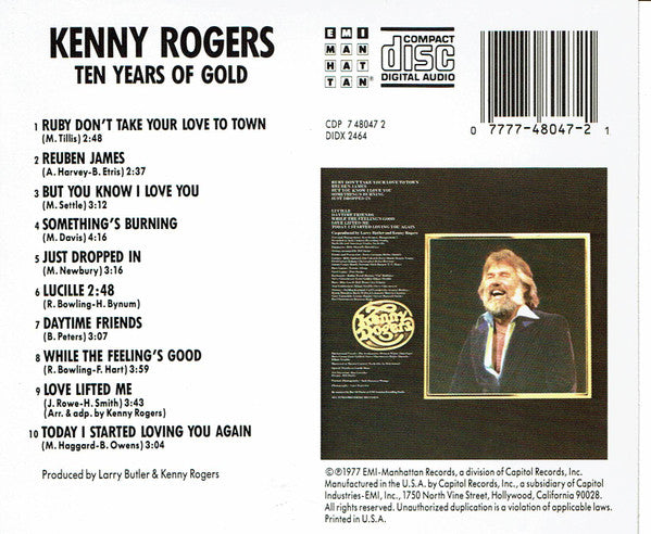 Kenny Rogers – Ten Years Of Gold CD VG+/VG+