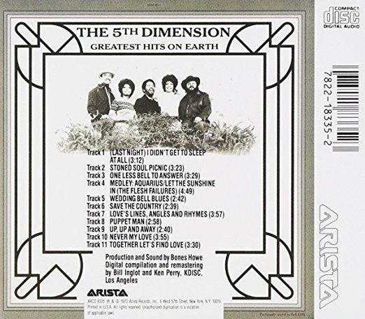 The 5th Dimension – Greatest Hits On Earth CD VG+/VG+
