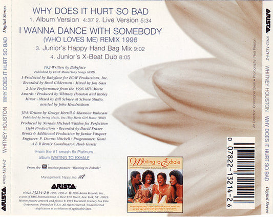 Whitney Houston – Why Does It Hurt So Bad / I Wanna Dance With Somebody (Who Loves Me) (Remix 1996) CD VG+/VG+