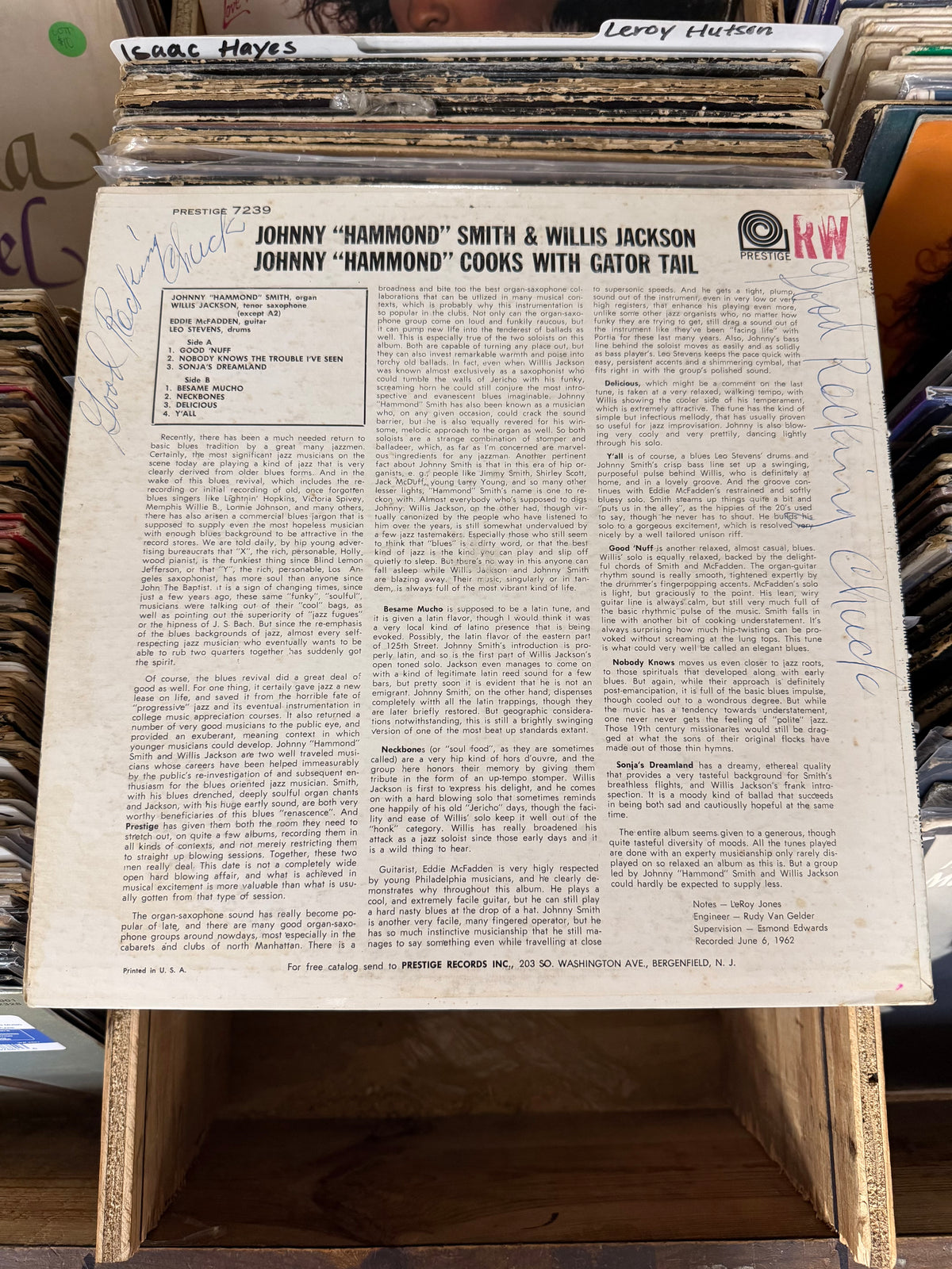 Johnny "Hammond" Smith* & Willis Jackson ‎– Johnny "Hammond" Cooks With Gator Tail VG/VG