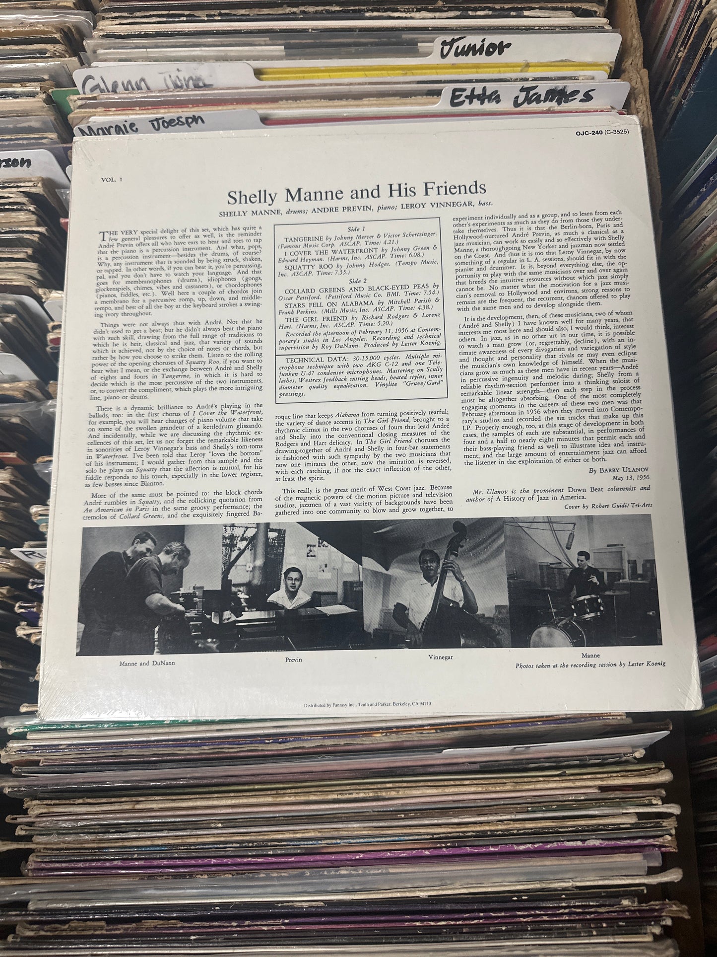 Shelly Manne & His Friends ‎– Shelly Manne & His Friends Vol. 1 Vinyl LP OJC-240 (C3525)