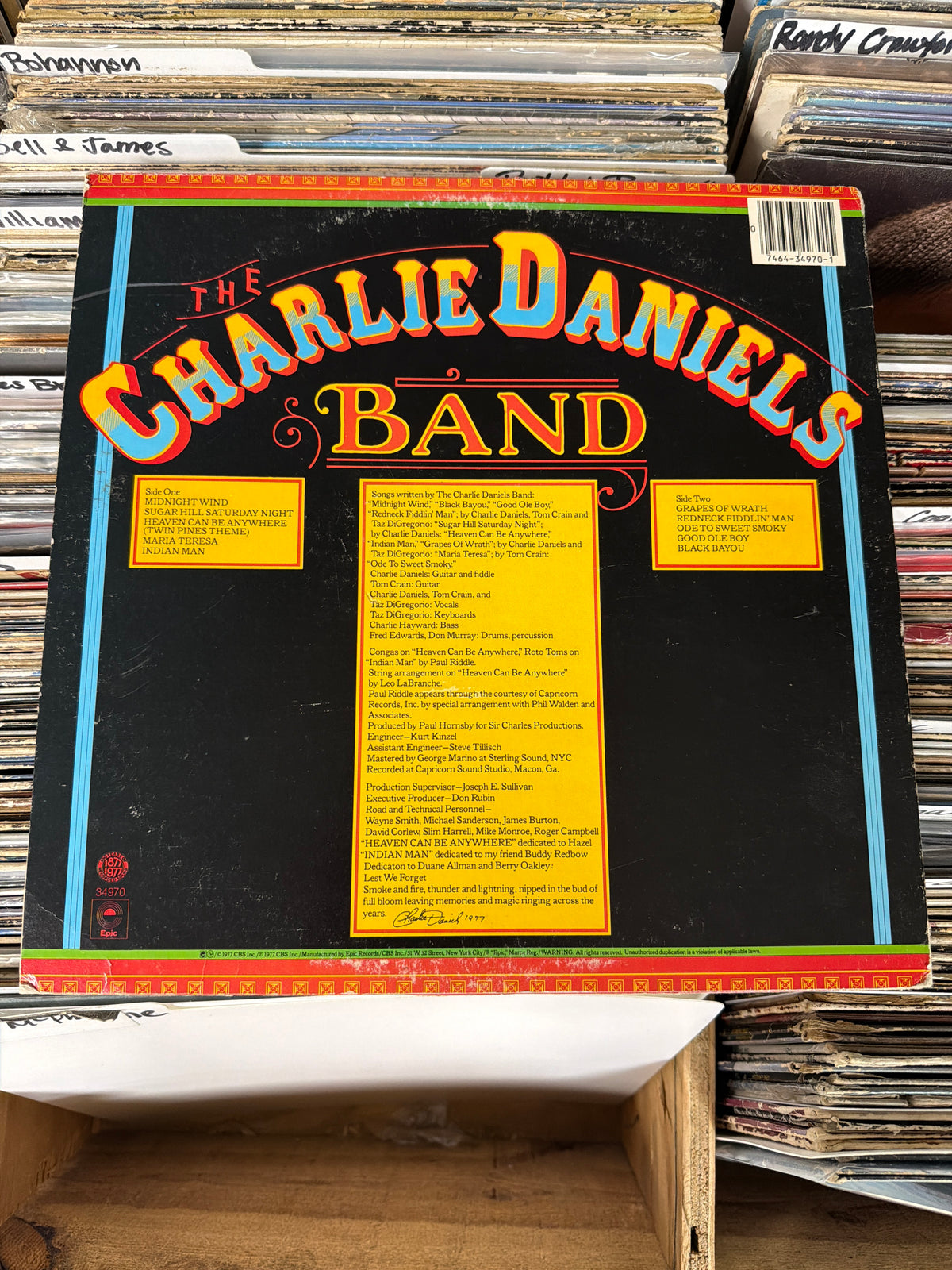The Charlie Daniels Band – Midnight Wind PE 34970 Vinyl LP VG+/VG
