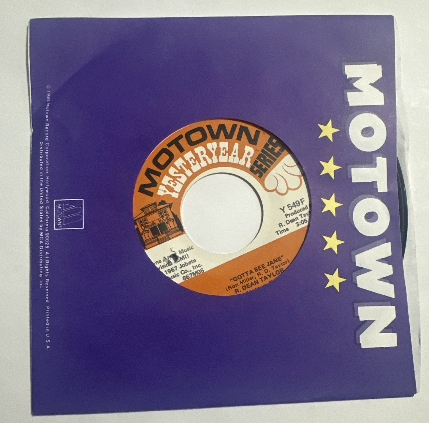 R. Dean Taylor – Gotta See Jane / Indiana Wants Me 7" Vinyl Y 549F