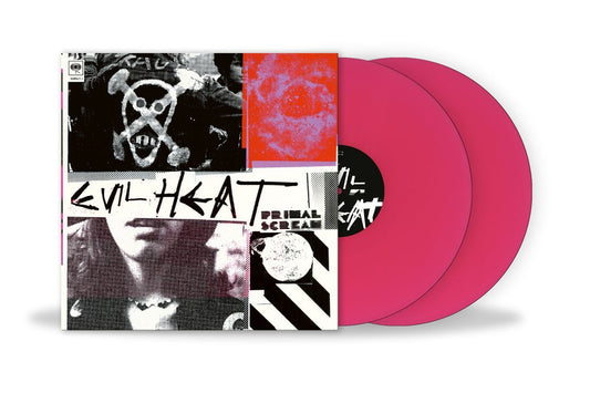 the album cover for Primal Scream - Evil Heat [Magenta]