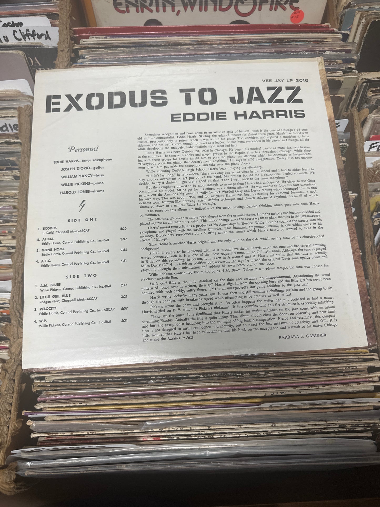 Eddie Harris ‎– Exodus To Jazz Vinyl LP VJS 3016 VG+/VG+
