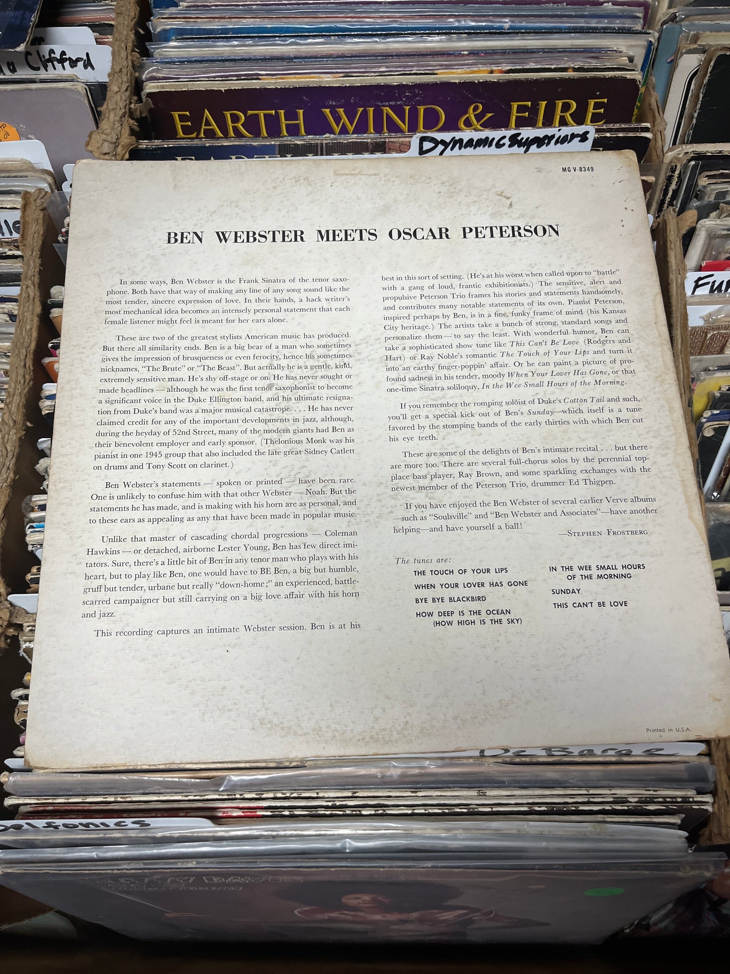 Ben Webster Meets Oscar Peterson ‎– Ben Webster Meets Oscar Peterson MG V-8349 G+/VG-