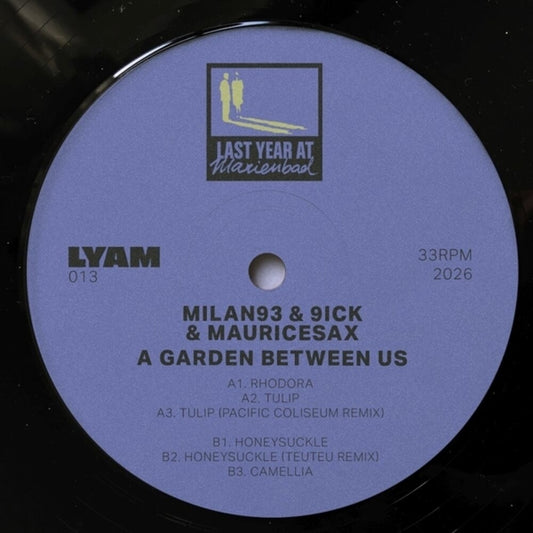 the album cover for Milan93 / 9ick / Mauricesax - Garden Between Us (Ep)