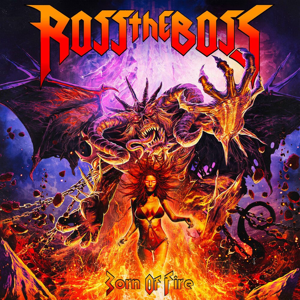 the album cover for Ross The Boss - Born Of Fire - Transparent Violet Vinyl [Clear Vinyl]