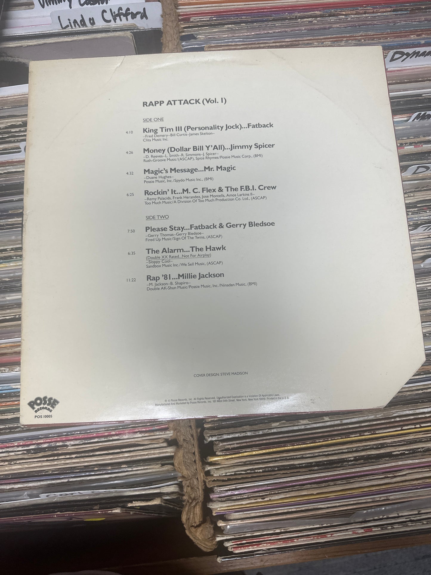 Various – Rapp Attack (Vol. 1) Vinyl LP Posse Records – POS-10005 VG+/VG+