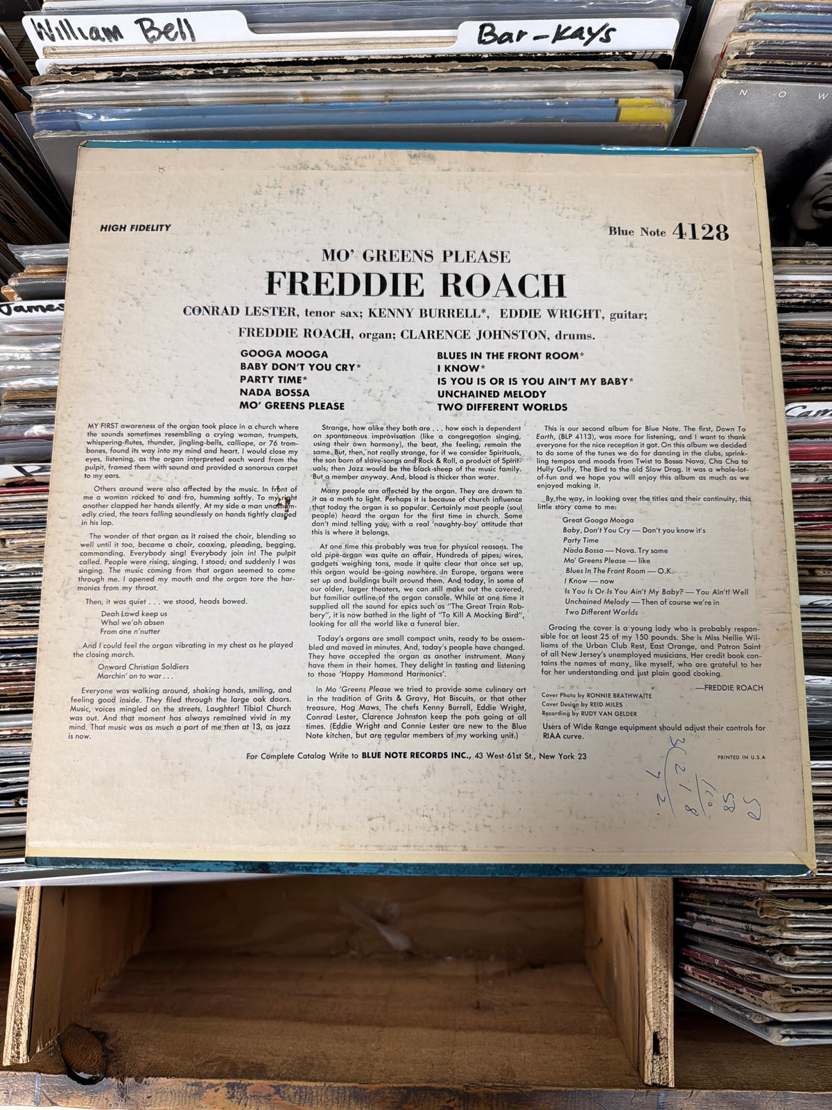 Freddie Roach – Mo' Greens Please BLP 4128 Vinyl LP G/VG