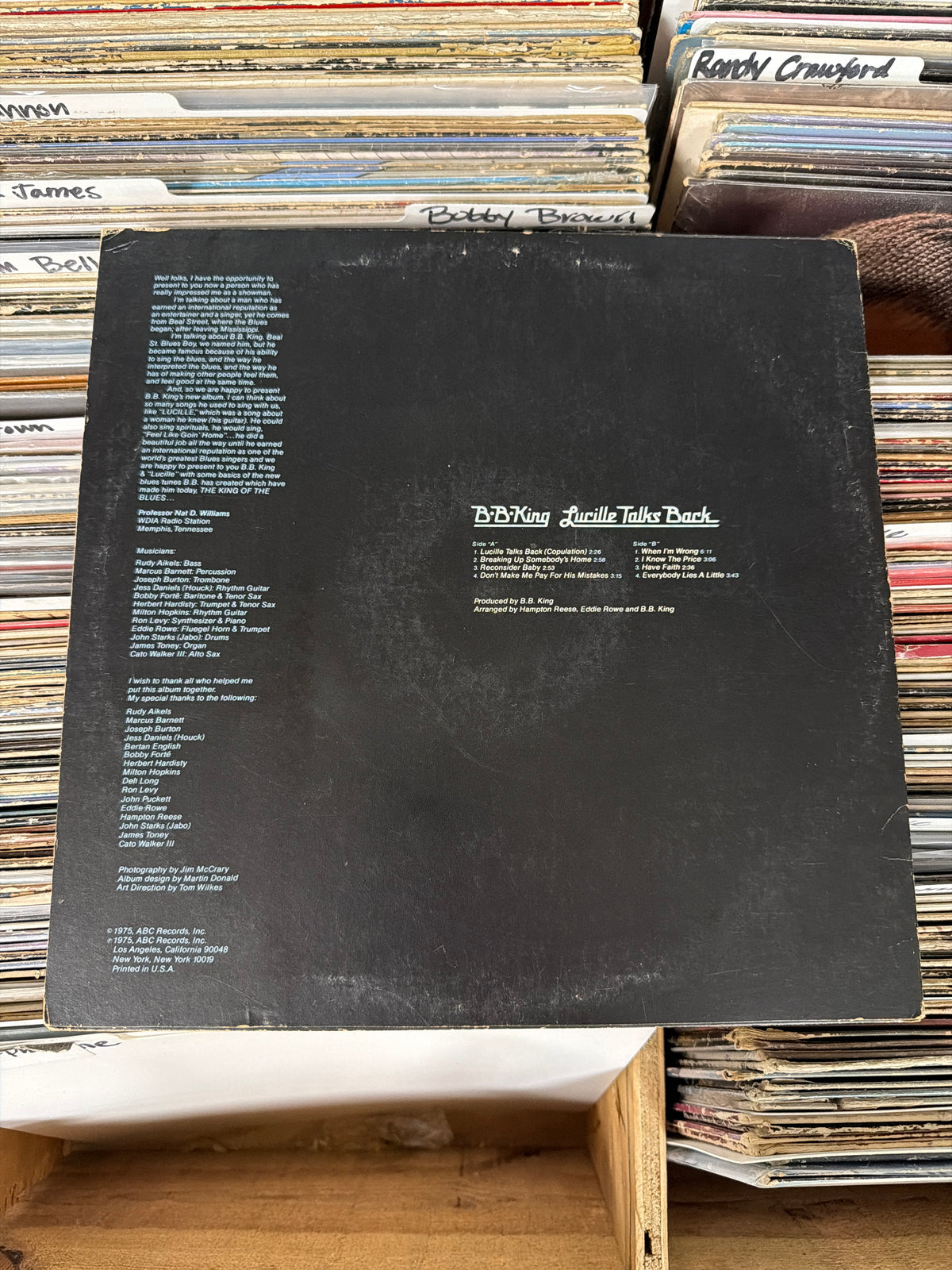 B.B. King – Lucille Talks Back ABCD-898 Vinyl LP VG/VG+