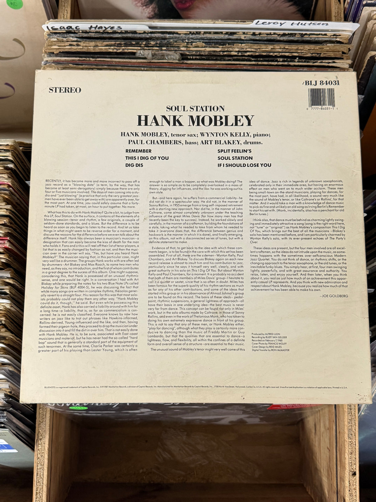 Hank Mobley – Soul Station Vinyl LP BLJ 84031 VG/VG+