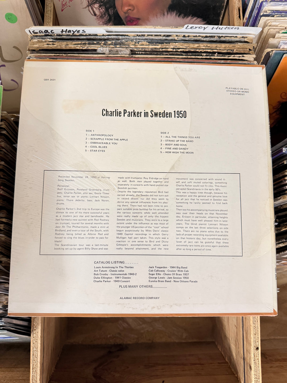 Charlie Parker In Sweden 1950 Vinyl LP Semi Sealed