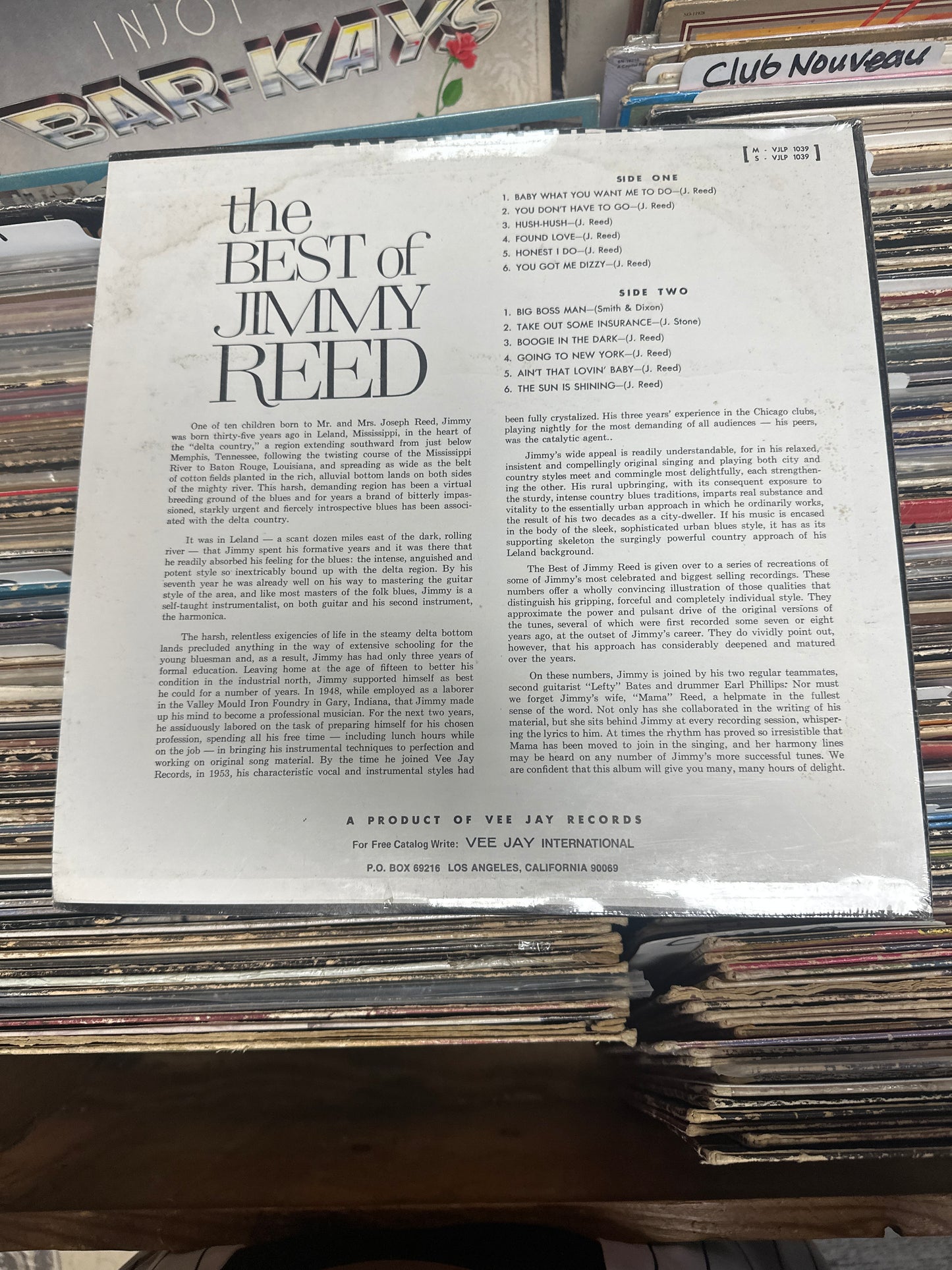 Jimmy Reed ‎– The Best Of Jimmy Reed Vinyl LP VJLP 1039 Near Mint/Vg+