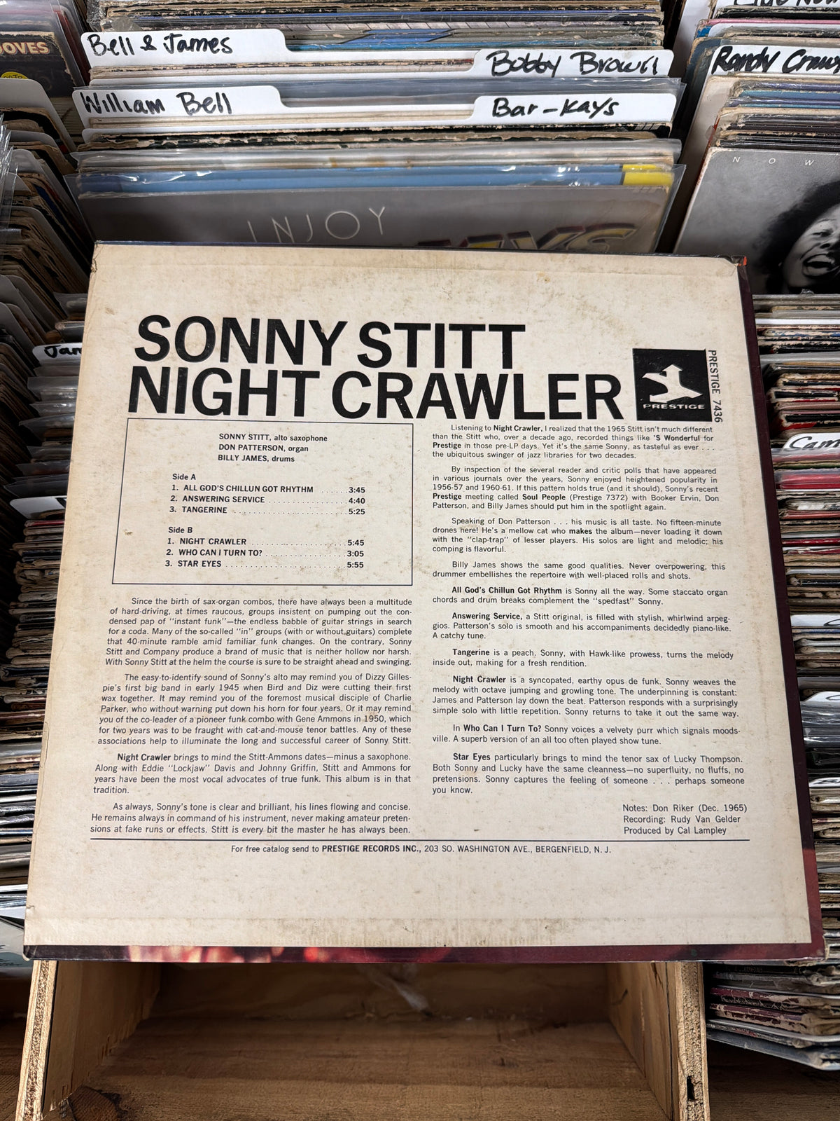 Sonny Stitt With Don Patterson – Night Crawler PR 7436 Vinyl LP VG/G+