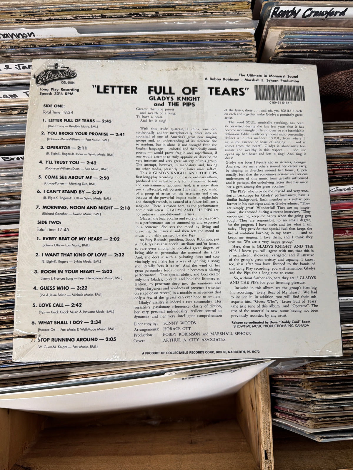Gladys Knight And The Pips – Letter Full Of Tears COL-5154 Vinyl LP VG/VG+