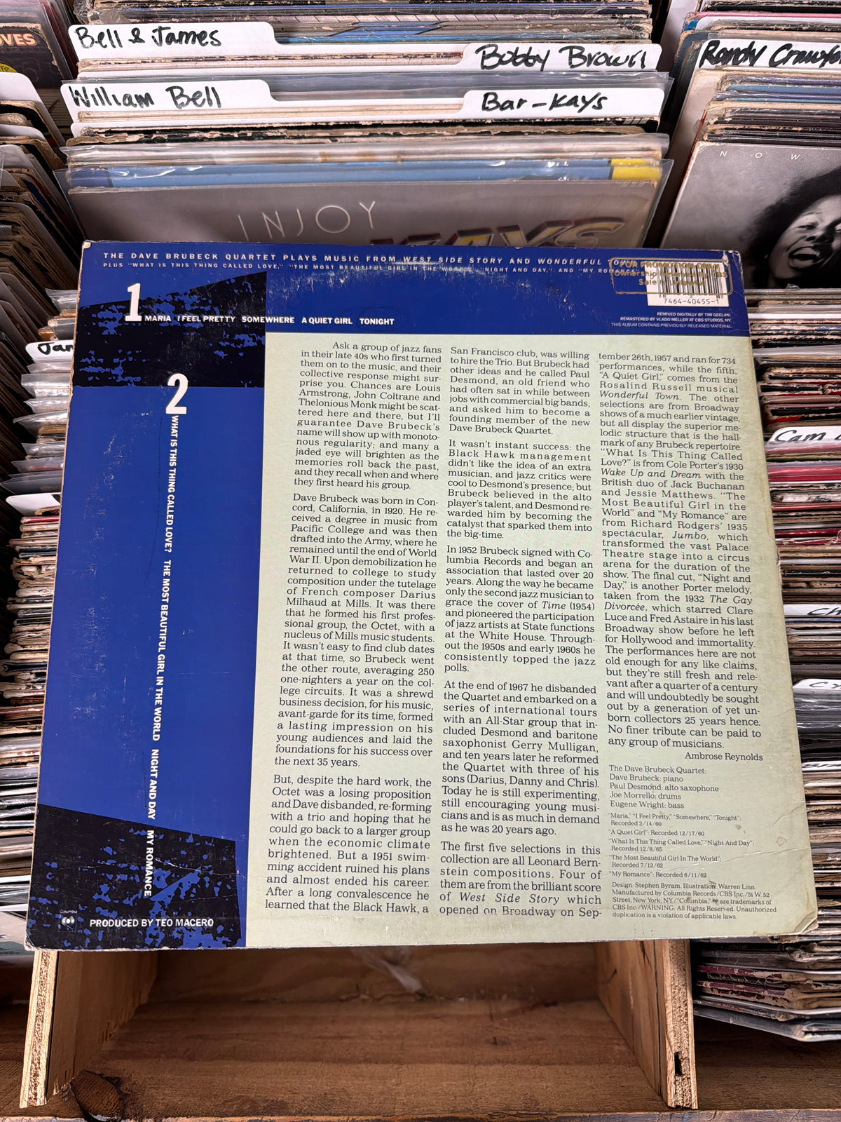 The Dave Brubeck Quartet – Plays Music From West Side Story And... CJ 40455 Vinyl LP VG/VG