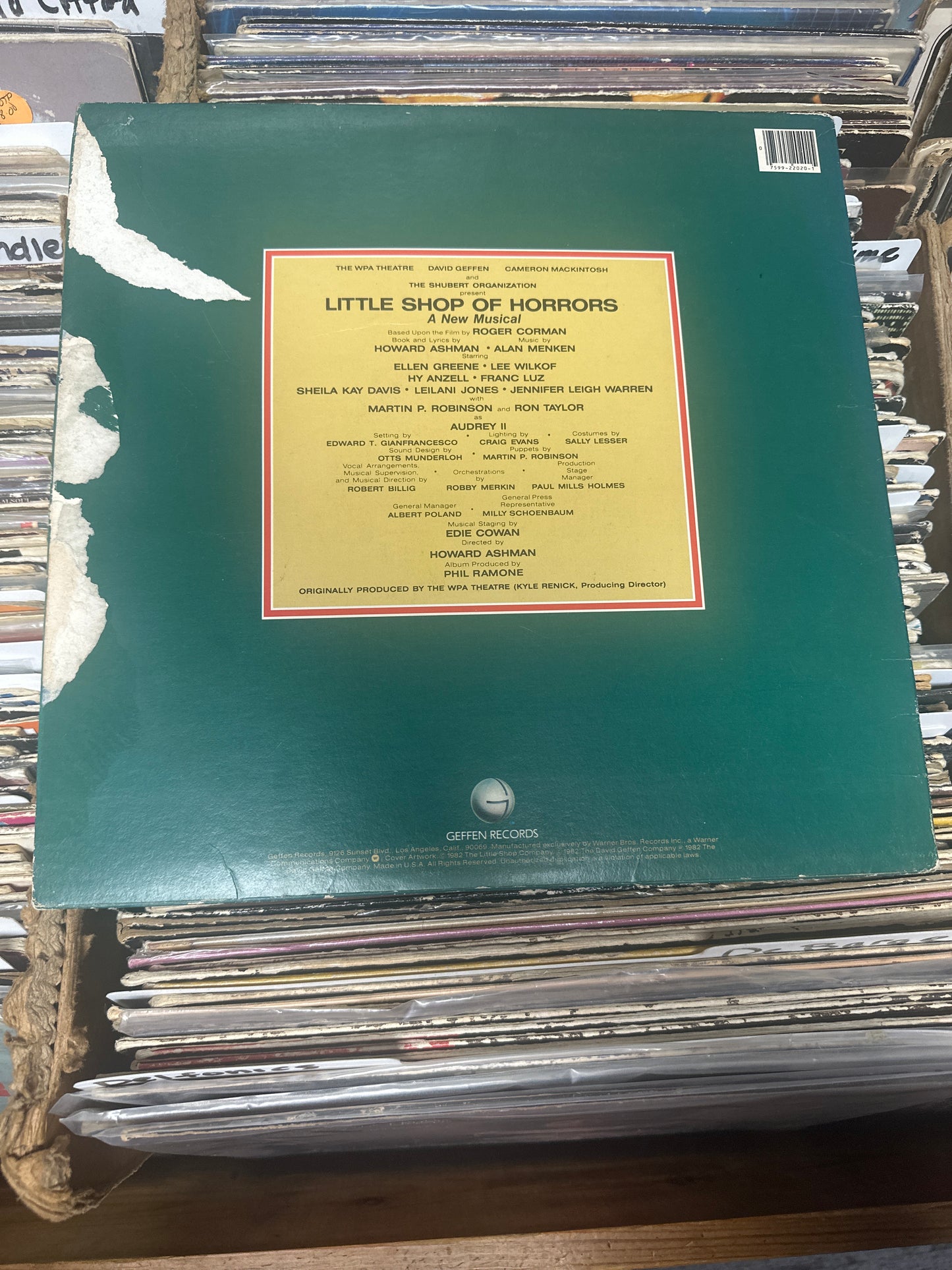 Howard Ashman & Alan Menken ‎– Little Shop Of Horrors  Soundtrack Vinyl LP VG+/G