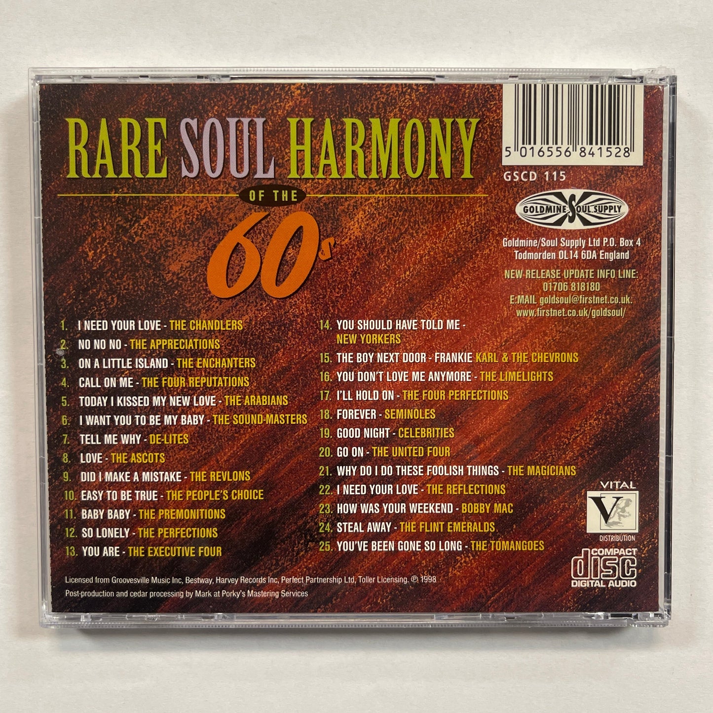 Various ‎– Rare Soul Harmony Of The 60s CD VG+/VG+