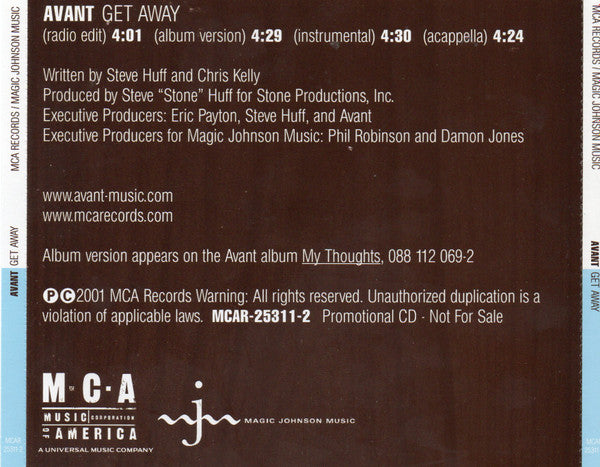 Avant  ‎– Get Away Promo Single CD VG++