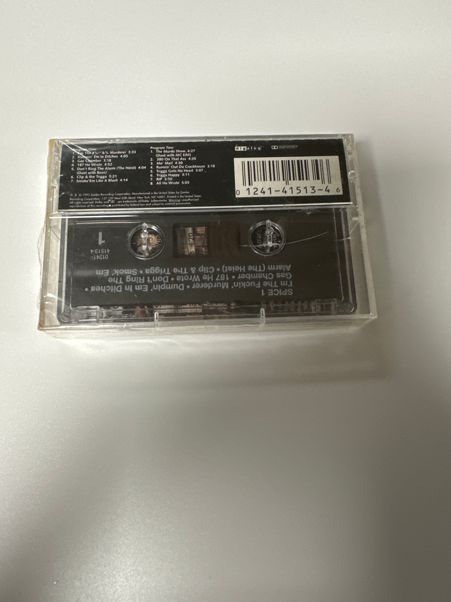 Spice 1 ‎– 187 He Wrote Cassette 01241-41513-4