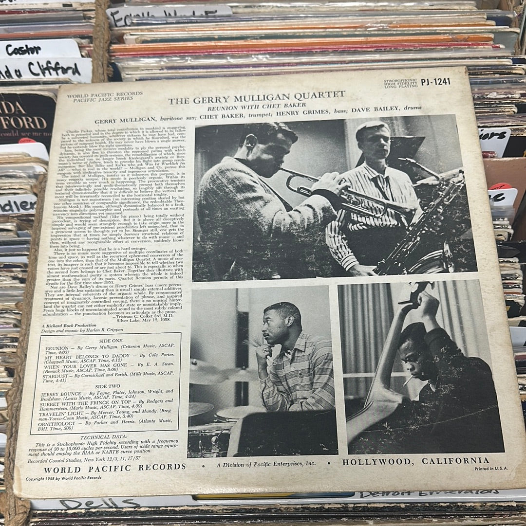 Gerry Mulligan Quartet ‎– Reunion With Chet Baker Vinyl LP  PJ-1241 VG+VG