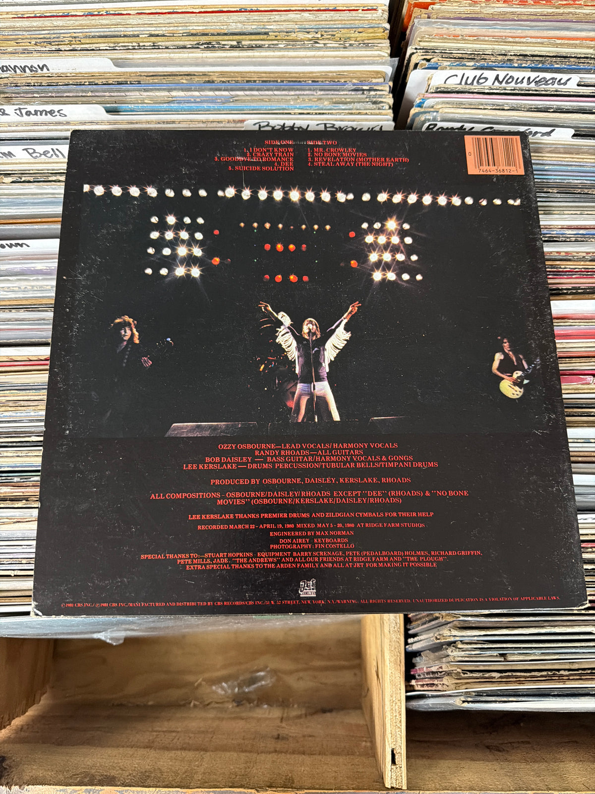 Ozzy Osbourne – Blizzard Of Ozz JZ 36812 Vinyl LP VG+/VG+