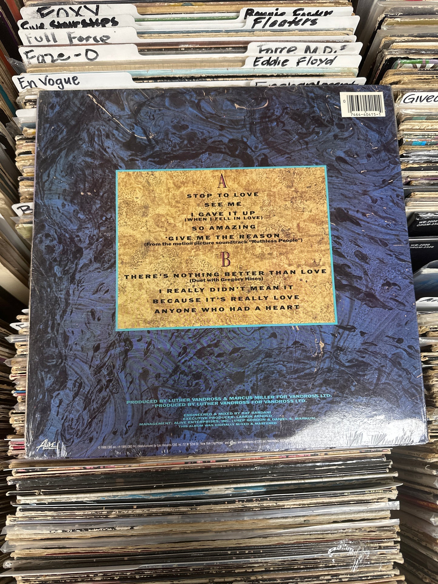 Luther Vandross –  Give Me A Reason FE 40415 Vinyl Lp VG+/VG+