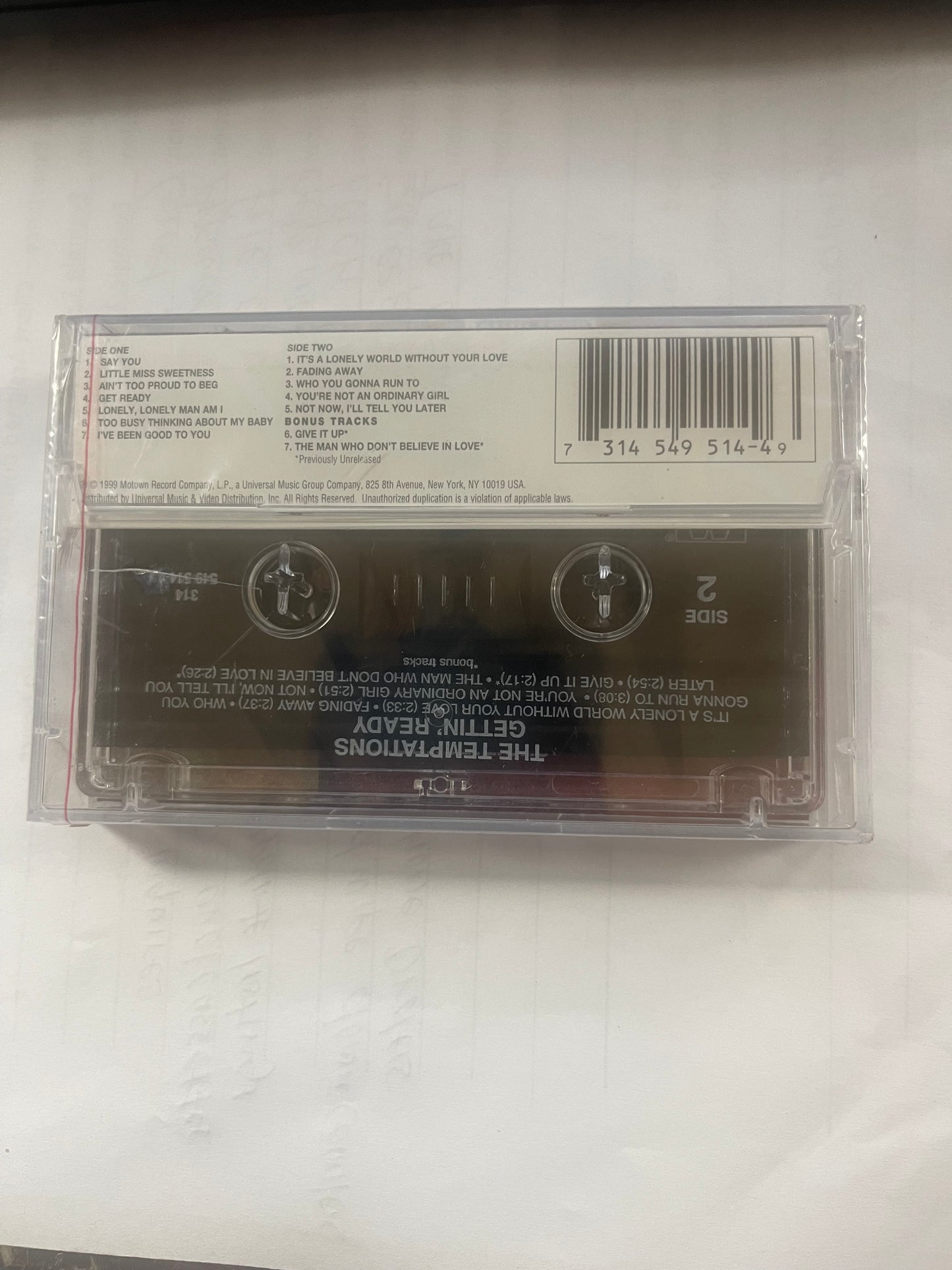 The Temptations Gettin' Ready  Cassette