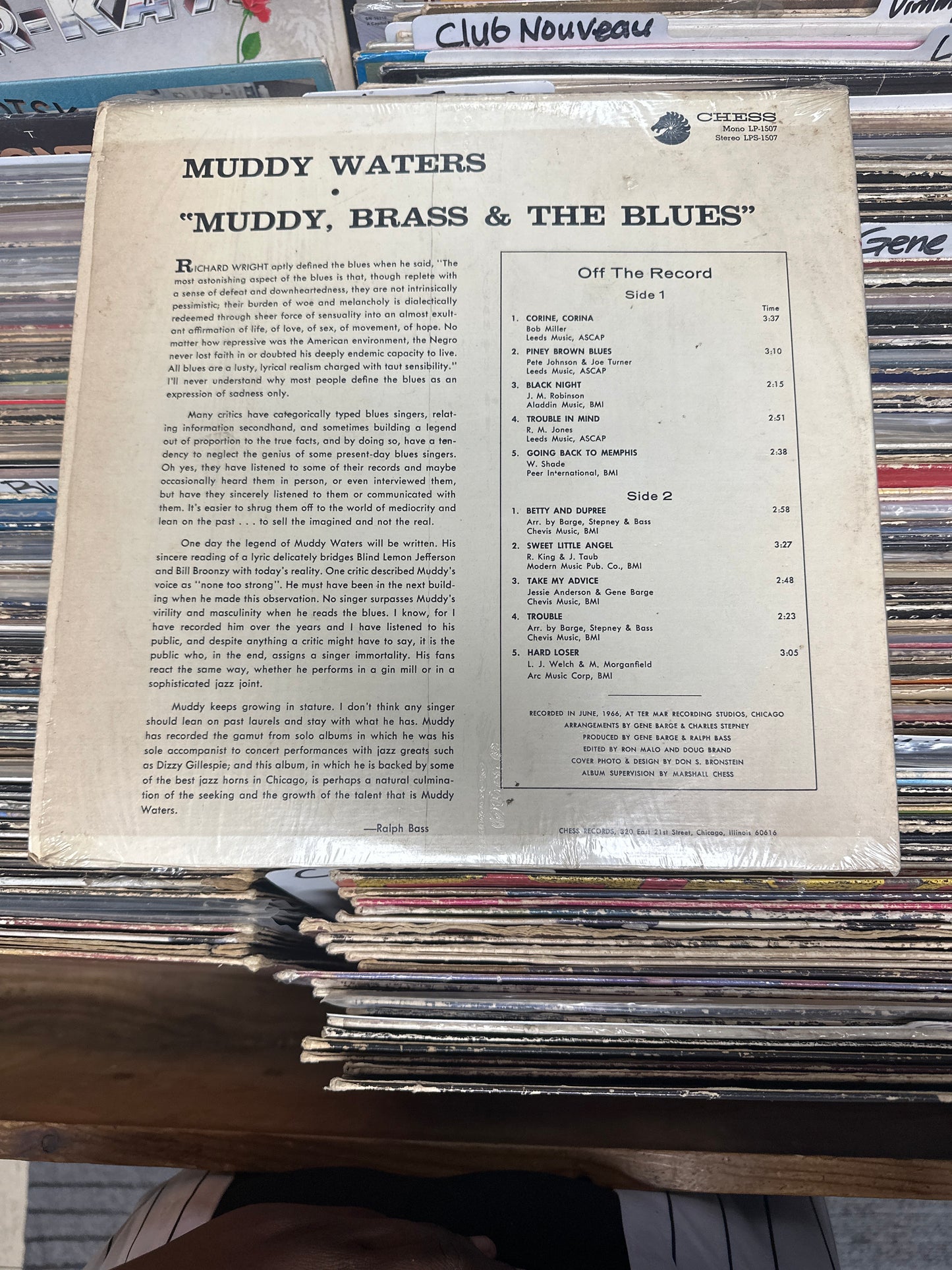 Muddy Waters ‎– Muddy, Brass & The Blues Vinyl LP LPS 1507 VG+/VG+