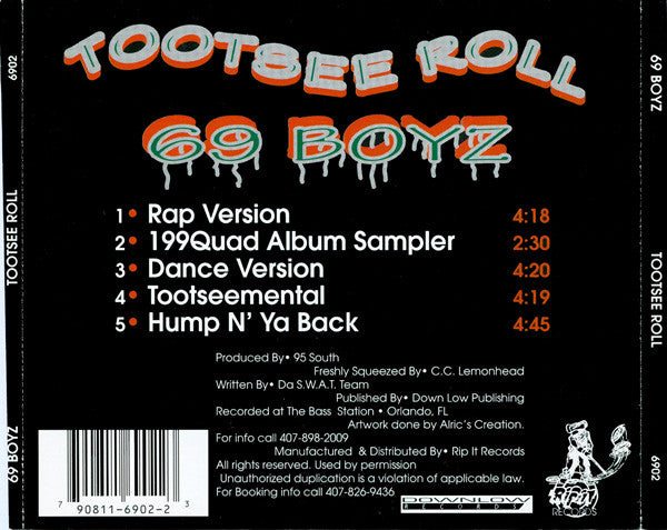 69 Boyz Featuring 95 South – Tootsee Roll CD Mint Condition