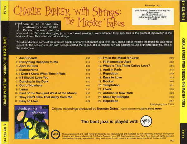 Charlie Parker ‎– Charlie Parker With Strings: The Master Takes Club Edition CD