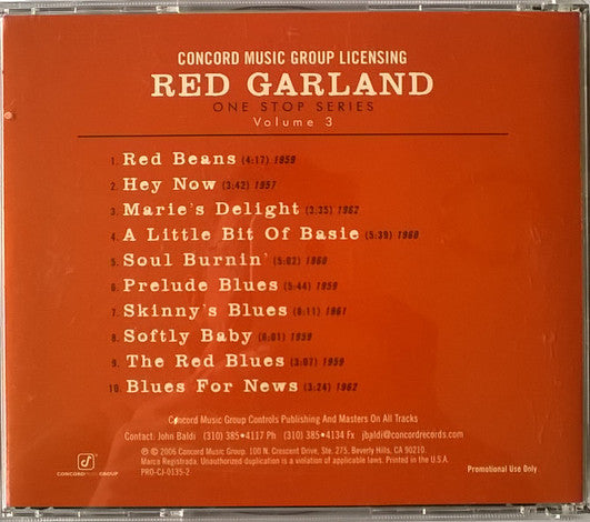 Red Garland – Concord Music Group Licensing One Stop Series Vol. 3 CD VG+/VG+