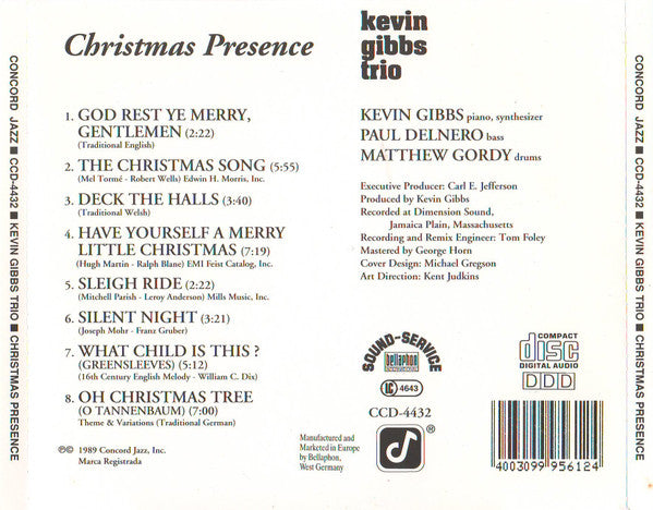 Kevin Gibbs Trio ‎– Christmas Presence CD VG+/VG+