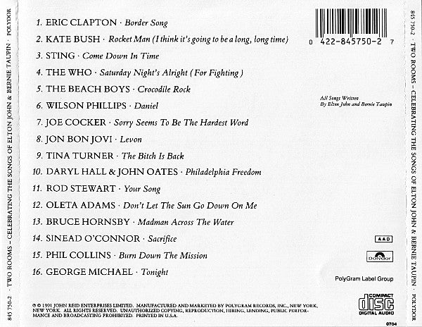 Various – Two Rooms - Celebrating The Songs Of Elton John & Bernie Taupin CD VG+/VG+