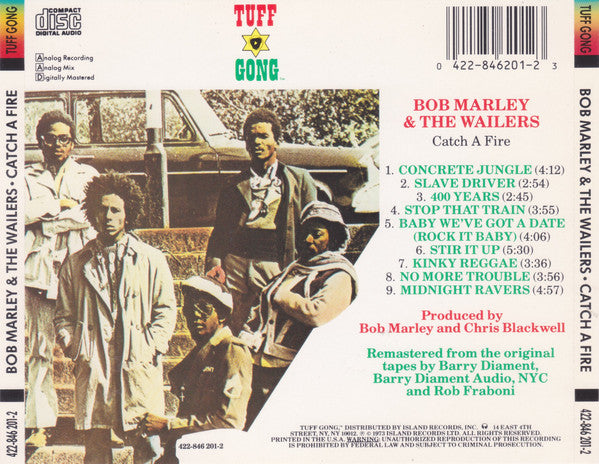 Bob Marley And The Wailers* ‎– Catch A Fire CD VG+/VG+