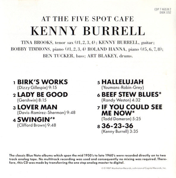 Kenny Burrell With Art Blakey – On View At The Five Spot Cafe CD VG+/VG+