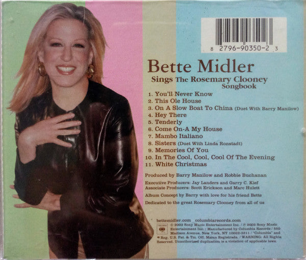 Bette Midler ‎– Sings The Rosemary Clooney Songbook CD Mint Condition