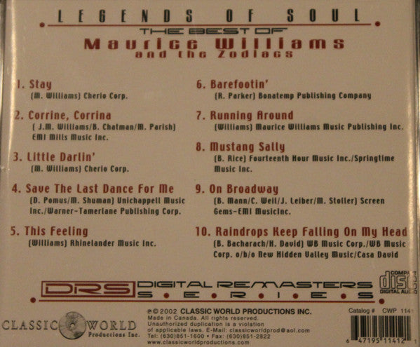 Maurice Williams & The Zodiacs ‎– Stay Legends Of Soul The Best of Maurice Williams & The Zodiacs CD Mint Condition