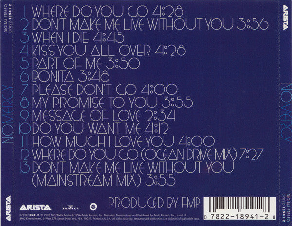 No Mercy ‎– No Mercy CD VG+/VG+