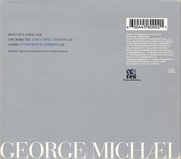George Michael ‎– Jesus To A Child CD VG+/VG+