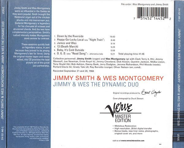Jimmy Smith & Wes Montgomery ‎– Jimmy & Wes - The Dynamic Duo CD VG+/VG+