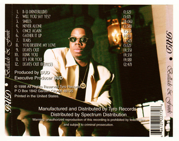 BUD ‎– Ballads & Funk CD Mint Condition