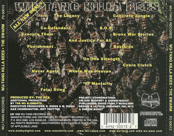 RZA Presents Wu-Tang Killa Bees – The Swarm (Volume 1) CD VG+/VG+
