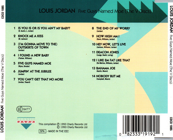 Louis Jordan – Five Guys Named Moe (The V Discs) CD Mint Condition