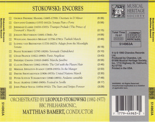 Matthias Bamert, BBC Philharmonic – Stokowski Encores CD Mint Condition