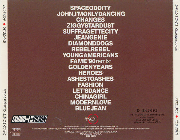 David Bowie – Changesbowie CD VG+/VG+