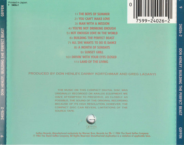 Don Henley – Building The Perfect Beast CD VG+/VG+