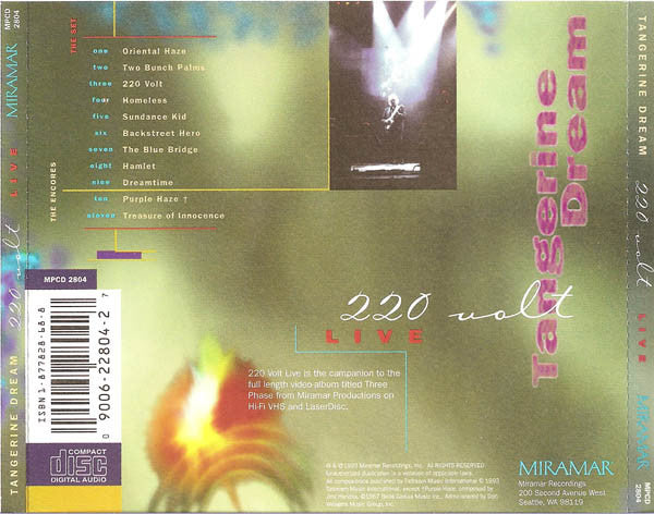 Tangerine Dream – 220 Volt Live CD VG+VG+